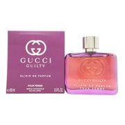 Gucci Guilty Elixir de Parfum pour Femme Eau de Parfum 60 ml fra Gucci i lilla glasflaske med gylden hætte og præget logo.