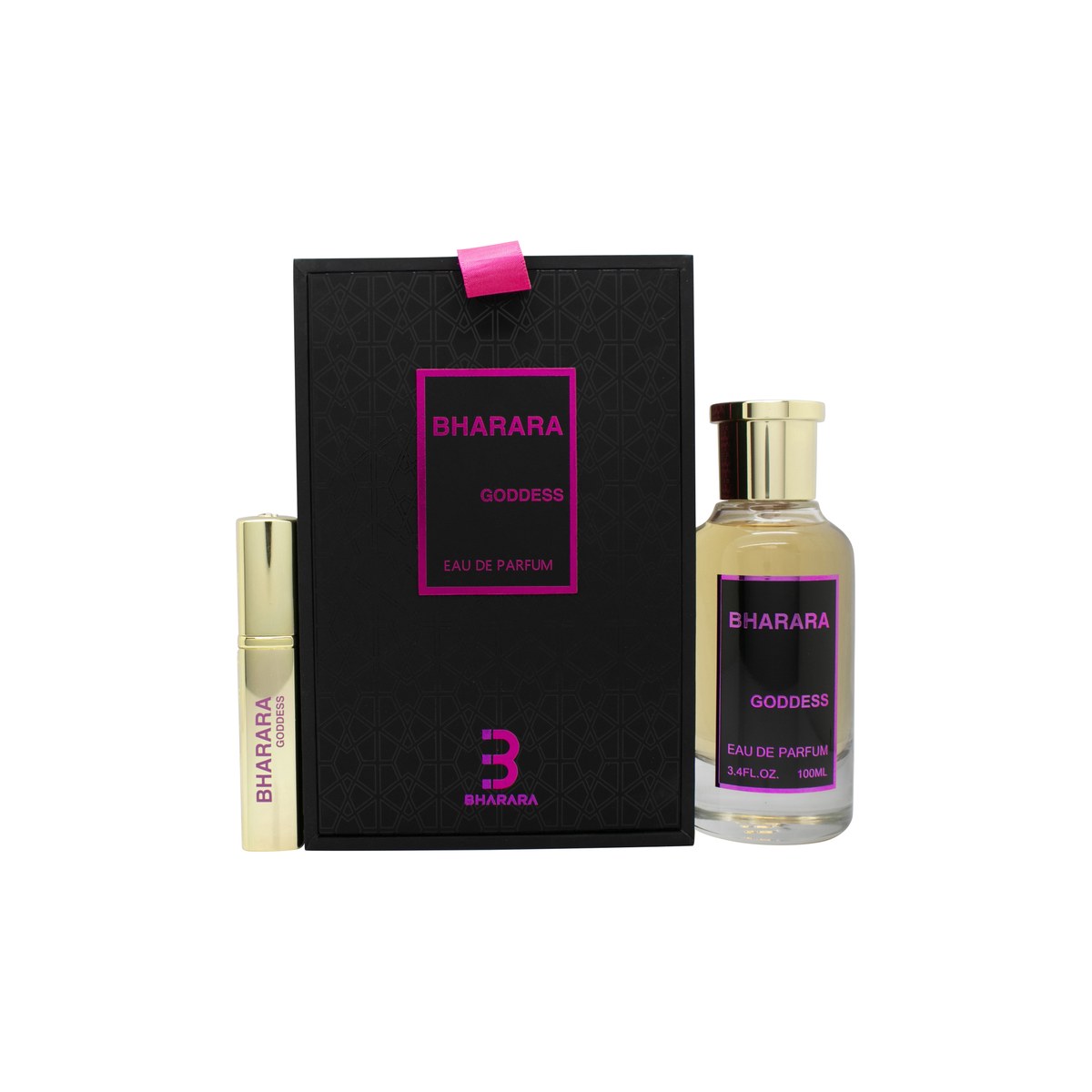 Bharara Goddess Eau de Parfum 100ml Bharara Beauty 100 ml – rosa glasflaske med gyldent låg og elegante kurver