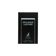 Maison Alhambra Opulence Leather Eau de Parfum 100 ml, mørkebrun rektangulær flakon med guldlåg og enkel etiket