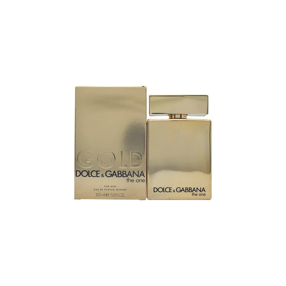 Dolce & Gabbana The One Gold For Men Eau de Parfum 100 ml – guldfarvet flakon i kantet design med sort låg og blank finish
