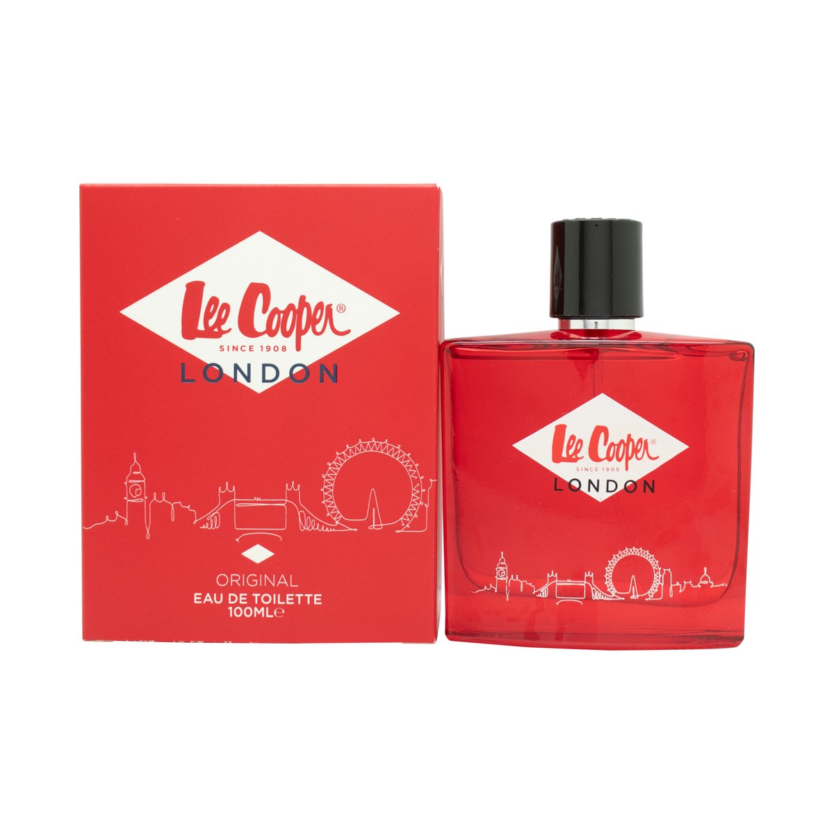 Lee Cooper Eau de Toilette Red, Lee Cooper 100 ml – rød glasflakon med sort låg og enkelt, maskulint design