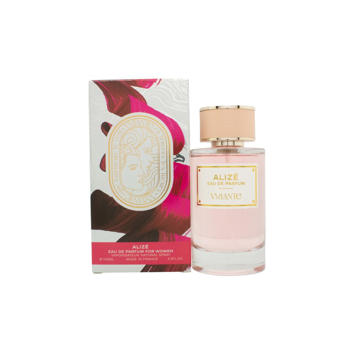 Volante Alizé Eau de Parfum 100 ml – klar glasflakon med bløde kurver og lyst feminint design med sølvdetaljer