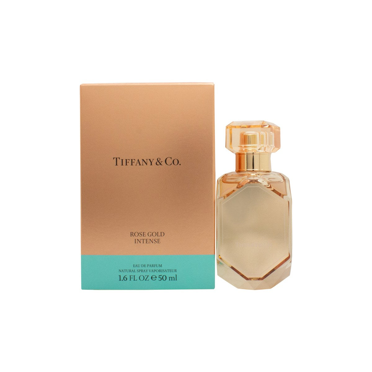 Tiffany & Co Rose Gold Intense Eau de Parfum 50 ml flakon i rosagyldent glas med klar bund og sløjfe ved halsen