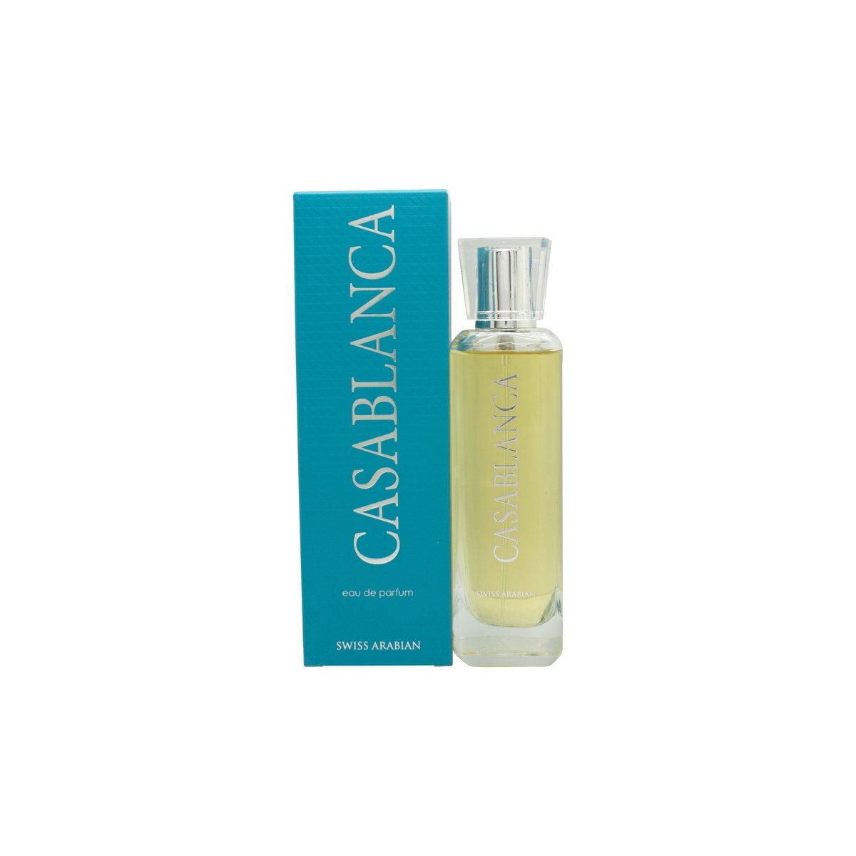 Swiss Arabian Casablanca Eau de Parfum 100ml, Swiss Arabian, 100 ml flaske i gyldent glas med geometrisk mønster og sort låg