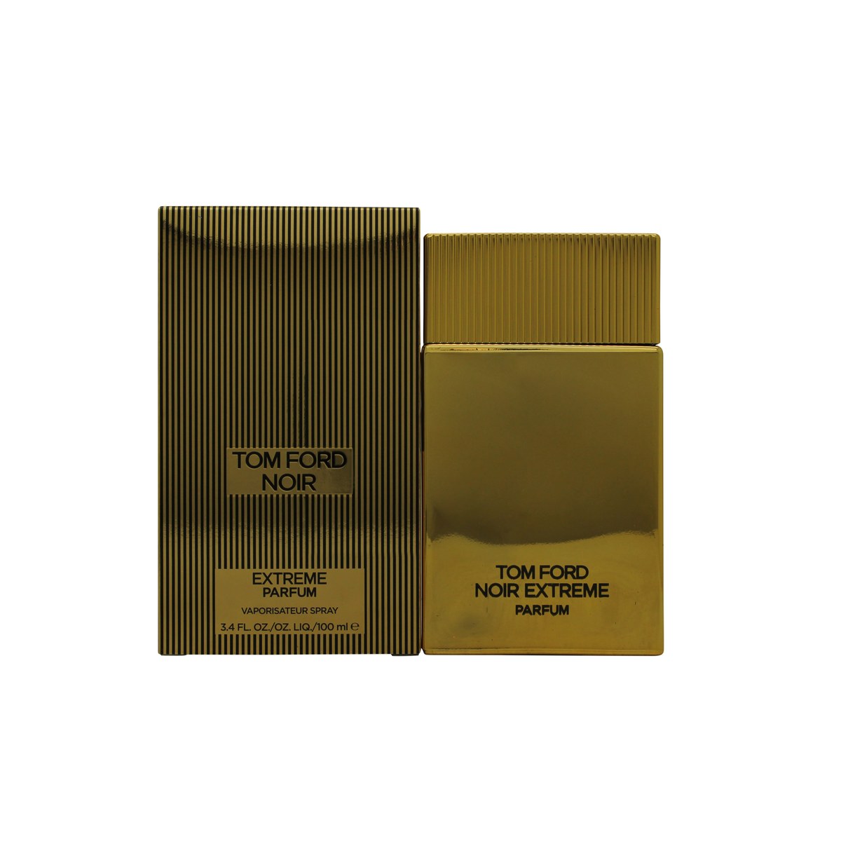 Tom Ford Noir Extreme Parfum 100 ml fra Tom Ford – ravfarvet riflet glasflakon med guldetiket og sort låg