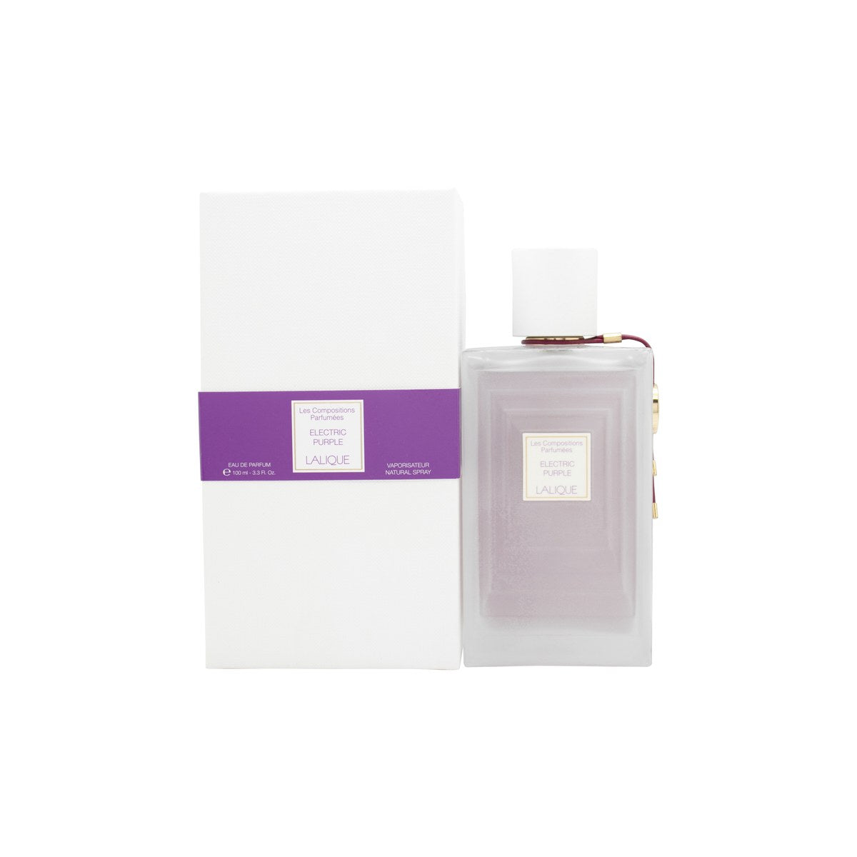 Lalique Les Compositions Parfumées Electric Purple Eau de Parfum 100 ml flakon i dyb lilla glas med sort låg og kantet design