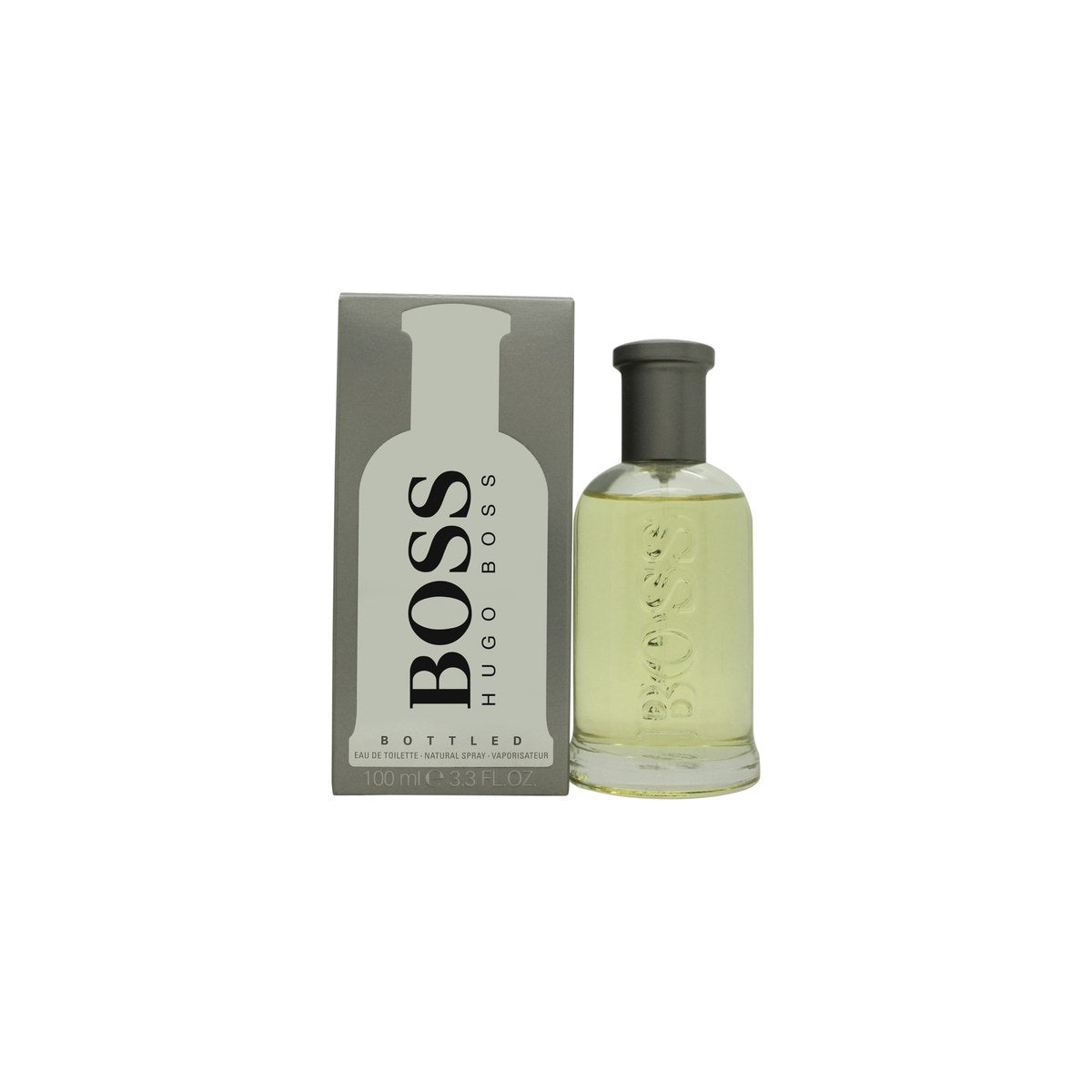 Hugo Boss Boss Bottled Eau de Toilette 100 ml Hugo Boss, klar cylindrisk glasflaske med sølvprop og minimalistisk logo