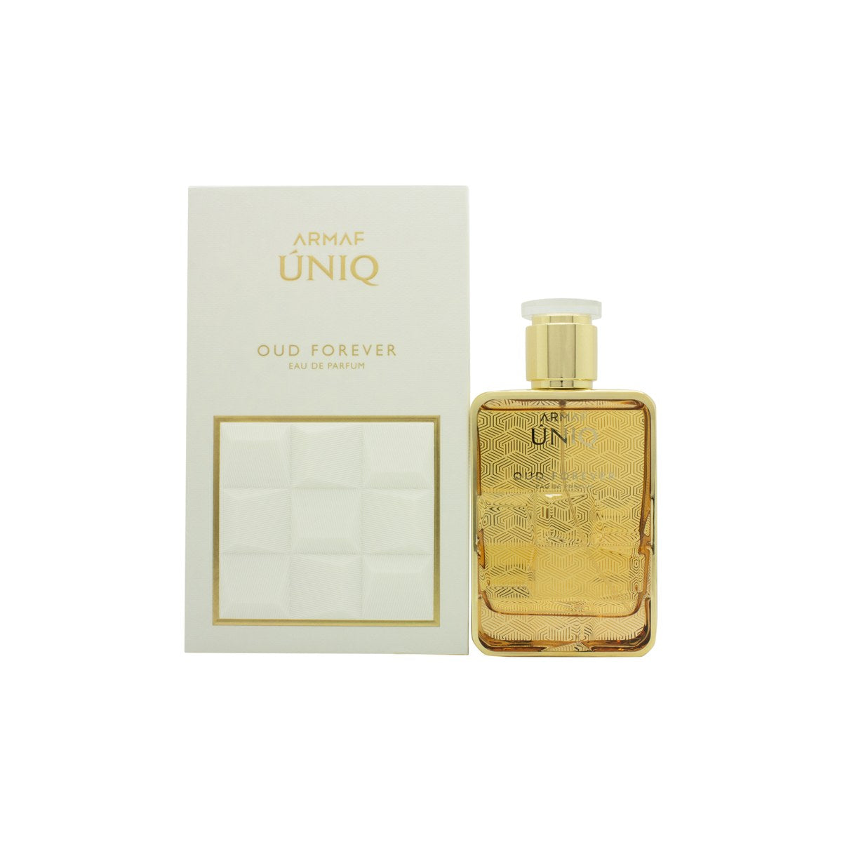 Armaf Uniq Oud Forever Eau De Parfum, Armaf, 100 ml – sort og guldfarvet firkantet flakon med gyldent låg