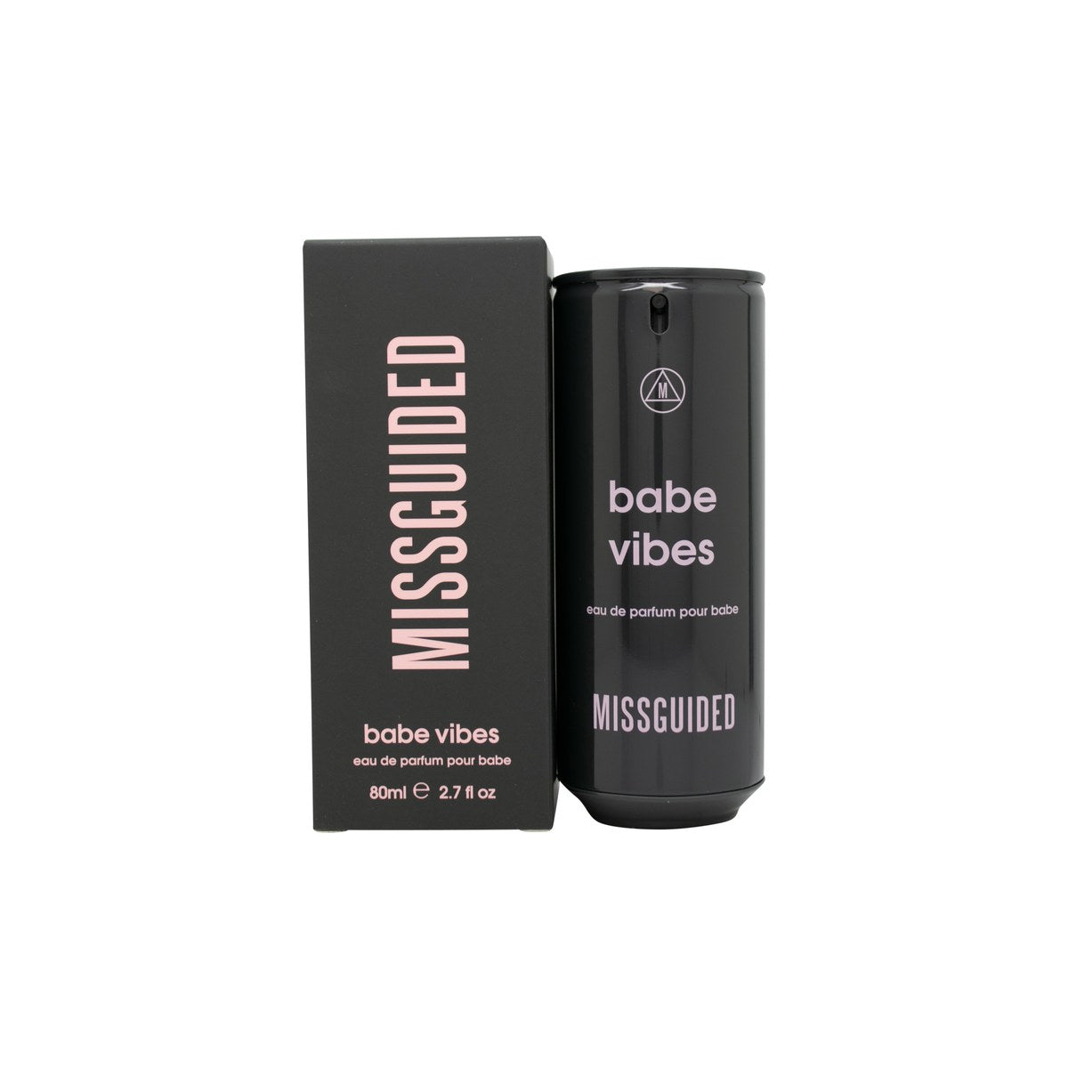 Missguided Babe Vibes Eau de Parfum, Missguided, 80 ml – klar glasflaske med rosa duft og guldfarvet kantet låg