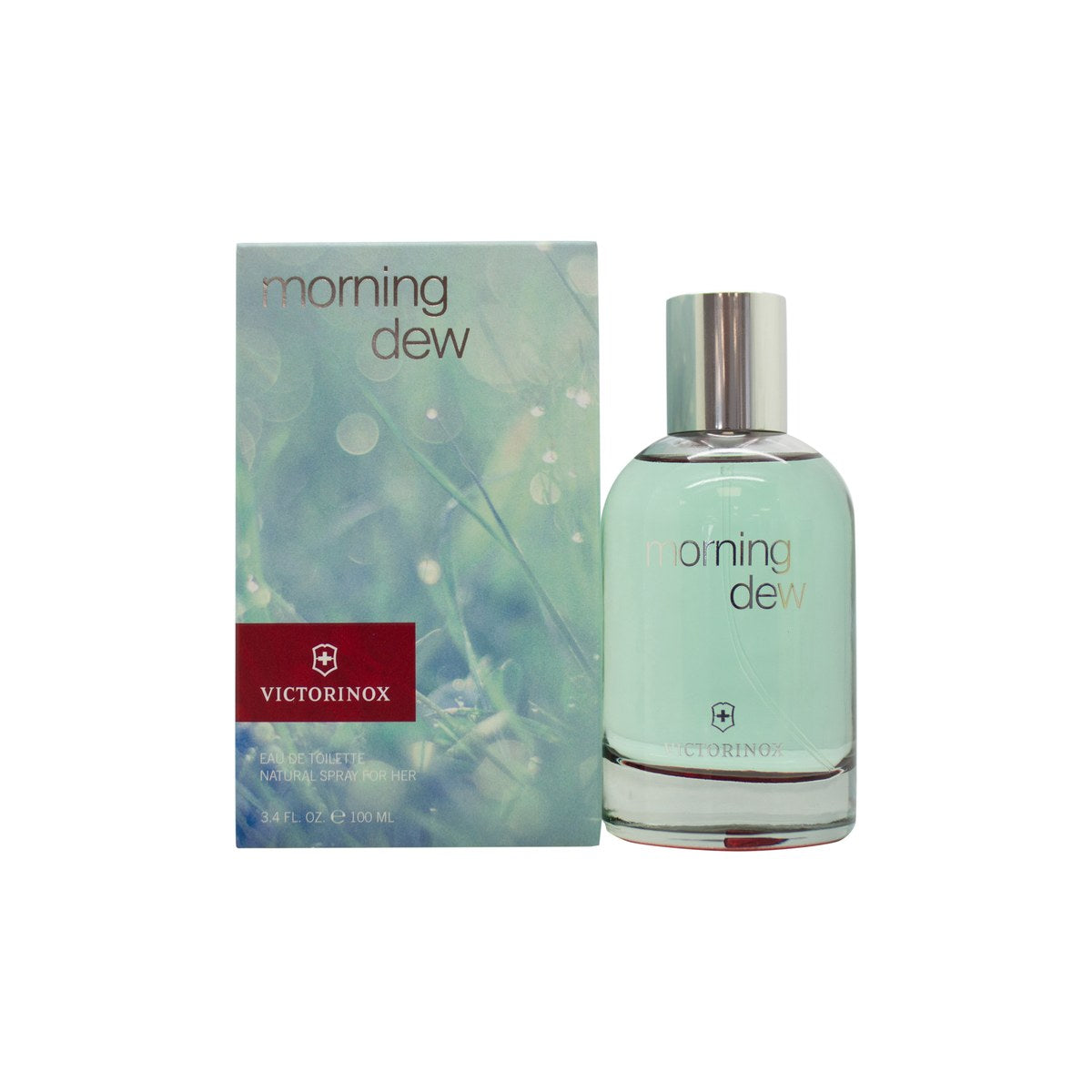 Swiss Army Victorinox Morning Dew Eau de Toilette 100 ml – klar glasflakon med lyserød væske og sølvfarvet låg