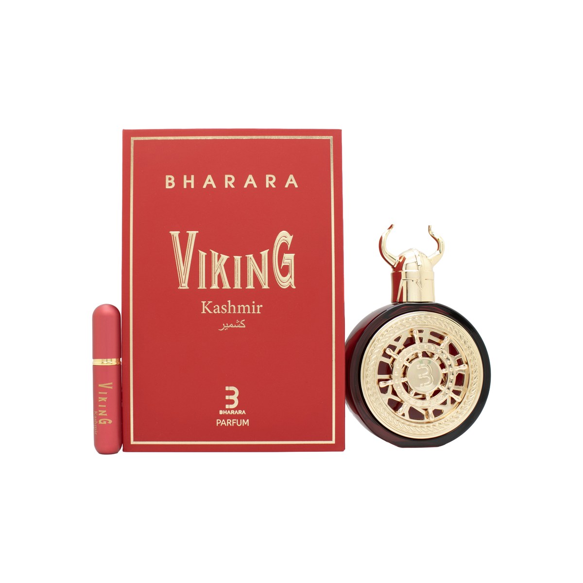 Bharara Viking Kashmir Eau de Parfum 100ml – Bharara Beauty 100 ml, klar glasflakon med gylden rund hætte og ravfarvet duft