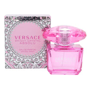 Versace Bright Crystal Absolu Eau De Parfum Versace 90 ml, klar pink glasflaske med facetter, klar krystalknop og sølvgrå